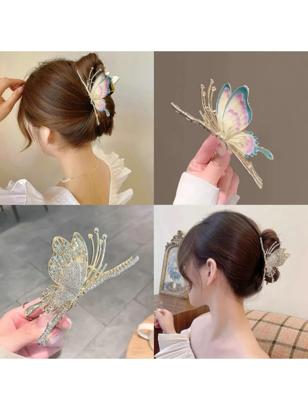 6 Pcs Large Butterfly Hair Claw Clips for Women | Strong No-Slip Hair